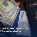 Traveler comparing a travel card with cash exchange options in Phu Quoc
